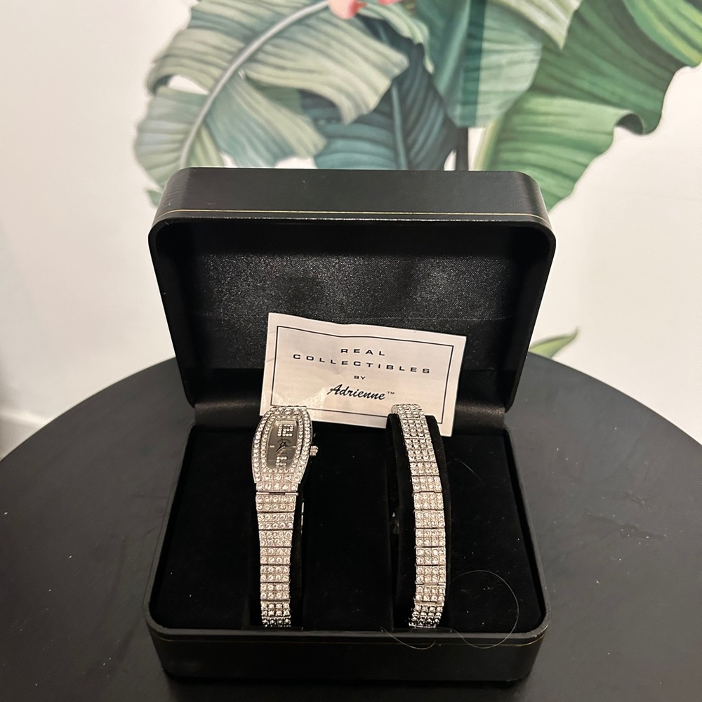 Real Collectibles by Adrienne Rhinestone Watch and Tennis Bracelet